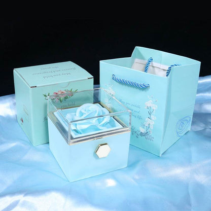 Rose Flower Rotating Jewelry Box Case Valentines Day Special