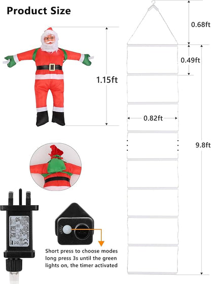Santa Claus Climbing Ladder String Lights