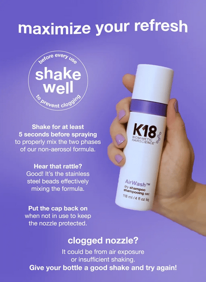 K18 AirWash™ dry shampoo