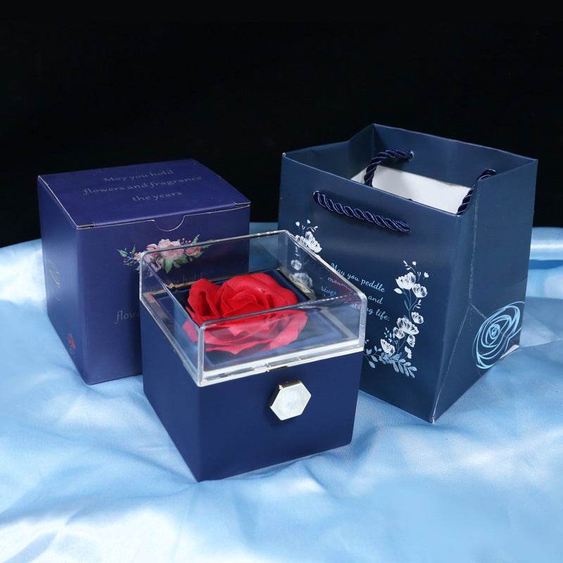 Rose Flower Rotating Jewelry Box Case Valentines Day Special
