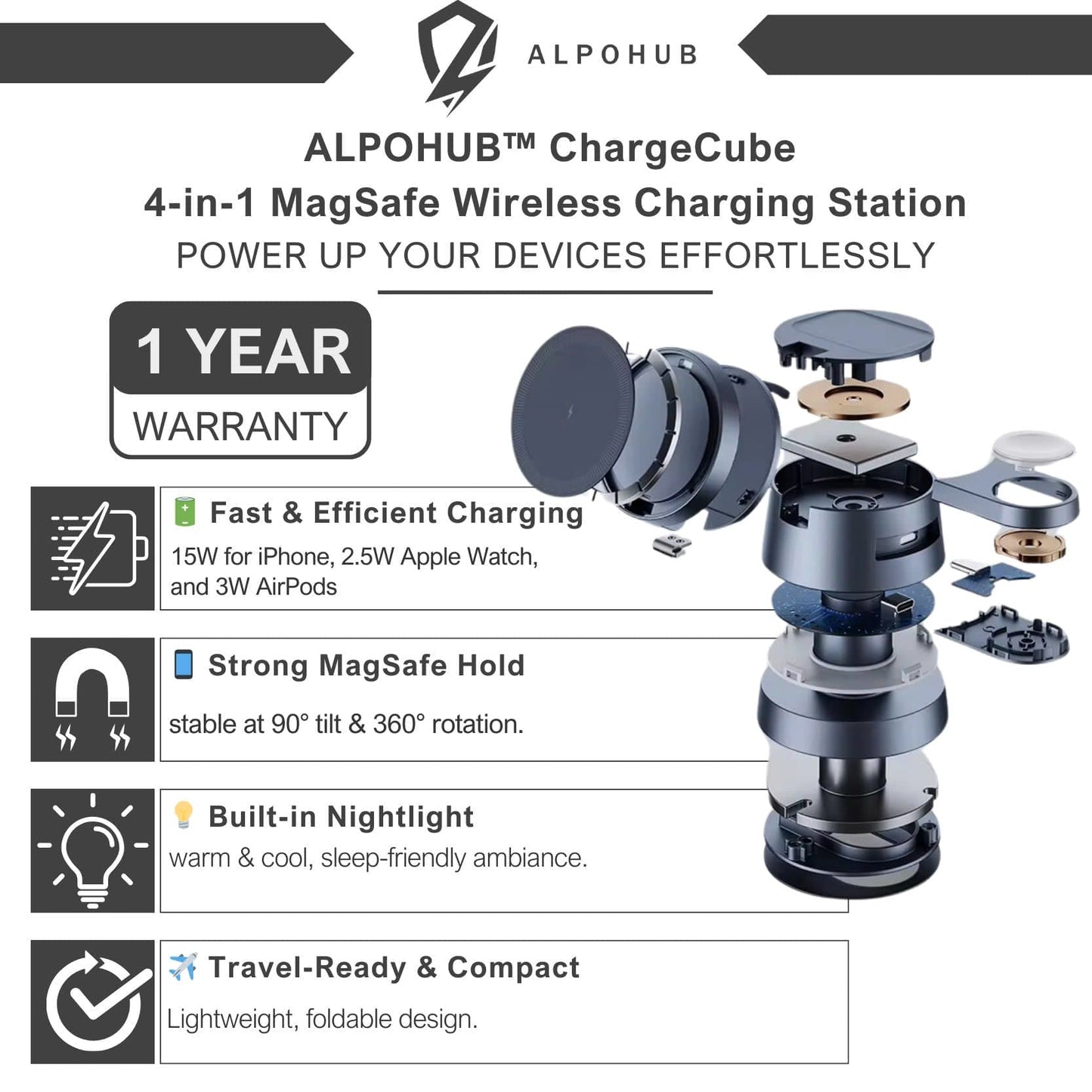 Magnetic 3 in 1 Wireless Charger
